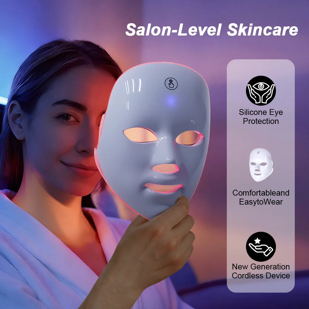 LED Facial Mask Red Light Therapy Photon Anti-Acne Wrinkle Removal Skin Rejuvenation Whitening Spa Mask Face Beauty Devices