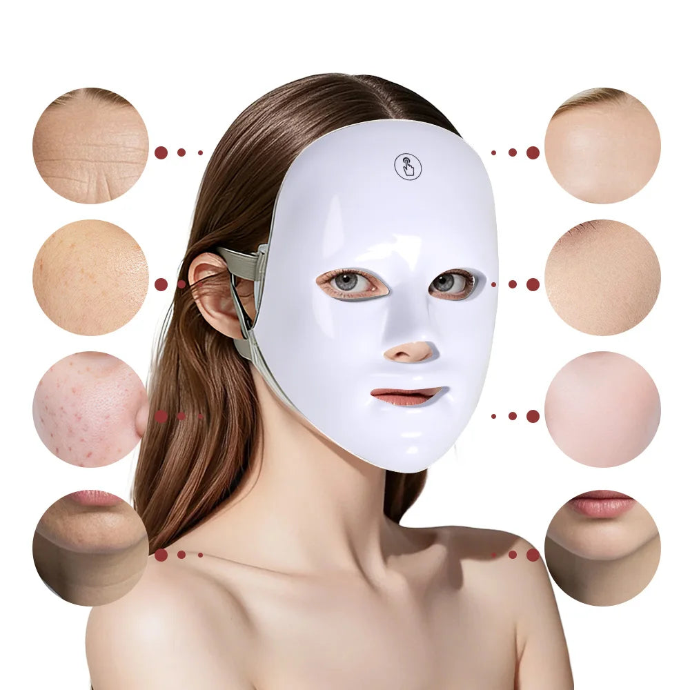 LED Facial Mask Red Light Therapy Photon Anti-Acne Wrinkle Removal Skin Rejuvenation Whitening Spa Mask Face Beauty Devices
